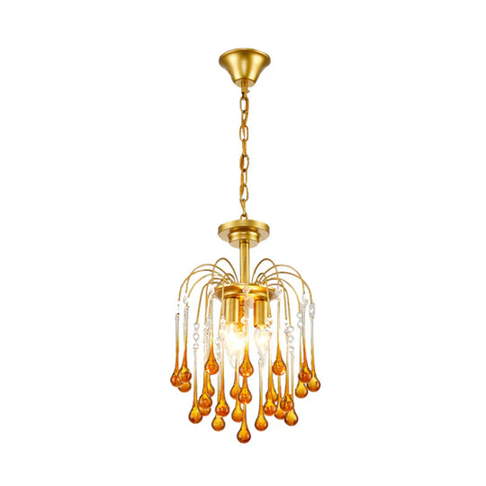 Clear/Deep Tan Crystal Sputnik Pendant Chandelier Traditionary 3/5/6 Bulbs Ceiling Hanging Light In