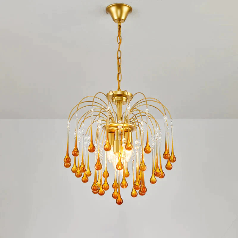 Clear/Deep Tan Crystal Sputnik Pendant Chandelier Traditionary 3/5/6 Bulbs Ceiling Hanging Light In