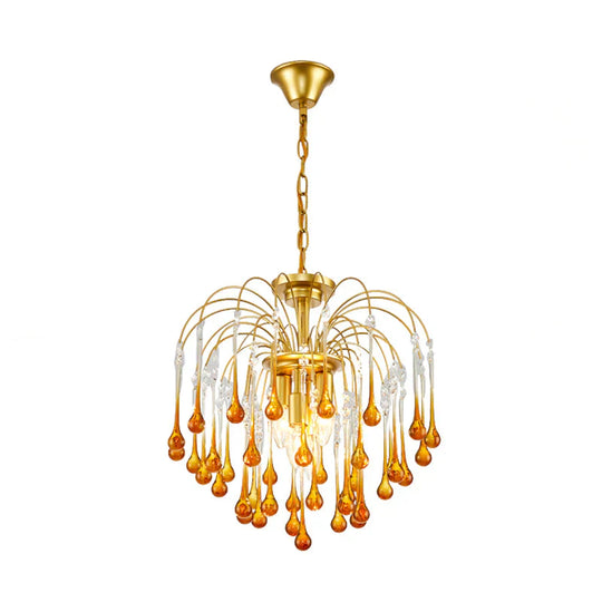 Clear/Deep Tan Crystal Sputnik Pendant Chandelier Traditionary 3/5/6 Bulbs Ceiling Hanging Light In