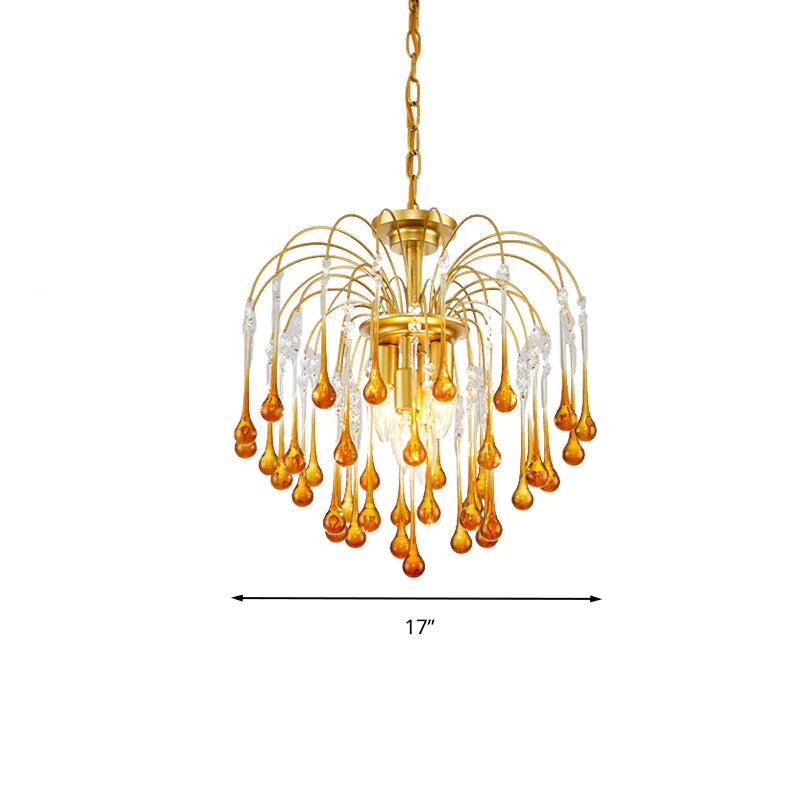 Clear/Deep Tan Crystal Sputnik Pendant Chandelier Traditionary 3/5/6 Bulbs Ceiling Hanging Light In