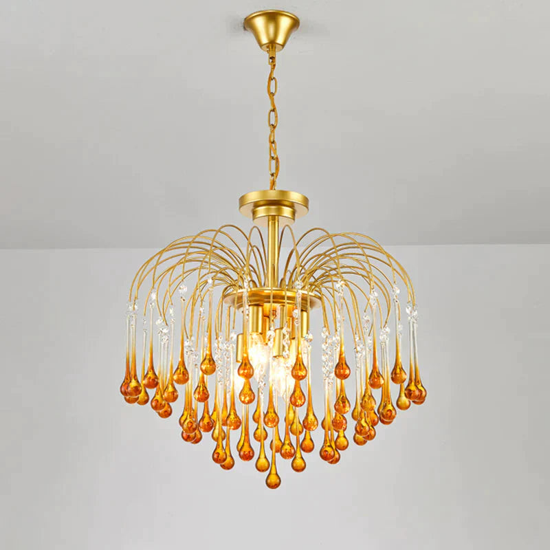 Clear/Deep Tan Crystal Sputnik Pendant Chandelier Traditionary 3/5/6 Bulbs Ceiling Hanging Light In