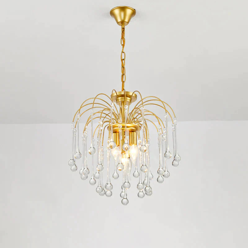 Clear/Deep Tan Crystal Sputnik Pendant Chandelier Traditionary 3/5/6 Bulbs Ceiling Hanging Light In