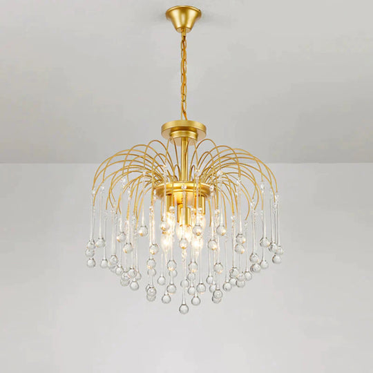 Clear/Deep Tan Crystal Sputnik Pendant Chandelier Traditionary 3/5/6 Bulbs Ceiling Hanging Light In