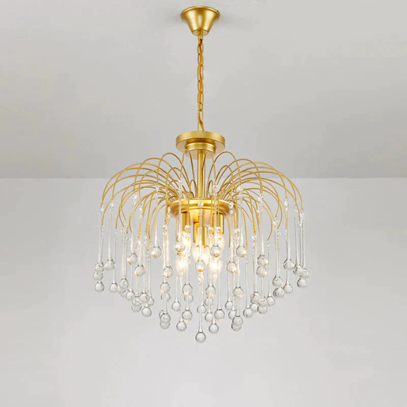 Clear/Deep Tan Crystal Sputnik Pendant Chandelier Traditionary 3/5/6 Bulbs Ceiling Hanging Light In