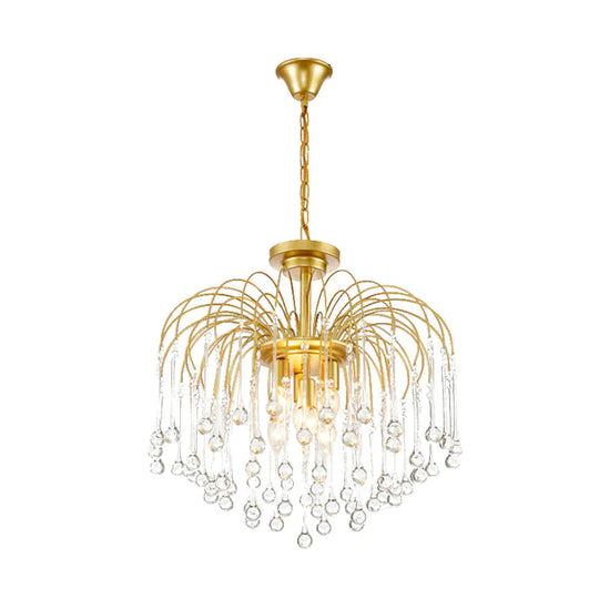 Clear/Deep Tan Crystal Sputnik Pendant Chandelier Traditionary 3/5/6 Bulbs Ceiling Hanging Light In