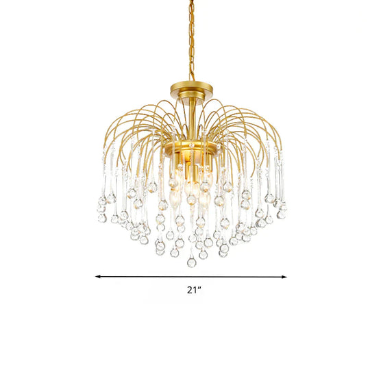 Clear/Deep Tan Crystal Sputnik Pendant Chandelier Traditionary 3/5/6 Bulbs Ceiling Hanging Light In