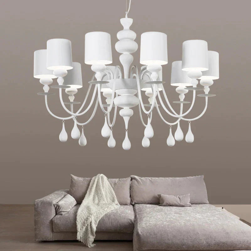 Simple Gourd Drop Wrought Iron Chandelier Living Room Bedroom Restaurant Hotel Villa Creative White