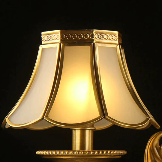 3/8 Lights Suspension Lighting Colonial Flared Frosted Glass Chandelier Pendant Lamp In Gold