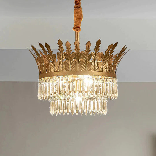 K9 Crystal 2 - Tier Hanging Chandelier Traditional 3/4 Lights Gold/Antique Bronze Ceiling Lamp For