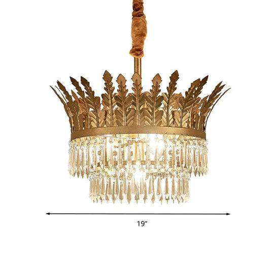 K9 Crystal 2 - Tier Hanging Chandelier Traditional 3/4 Lights Gold/Antique Bronze Ceiling Lamp For