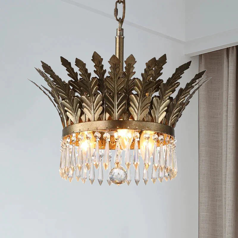 K9 Crystal 2 - Tier Hanging Chandelier Traditional 3/4 Lights Gold/Antique Bronze Ceiling Lamp For