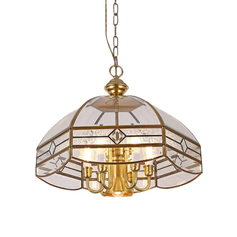 7 Lights Chandelier Pendant Light Colonial Dome Clear Glass Suspension Lamp For Dining Room