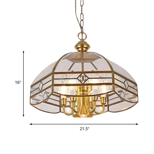 7 Lights Chandelier Pendant Light Colonial Dome Clear Glass Suspension Lamp For Dining Room