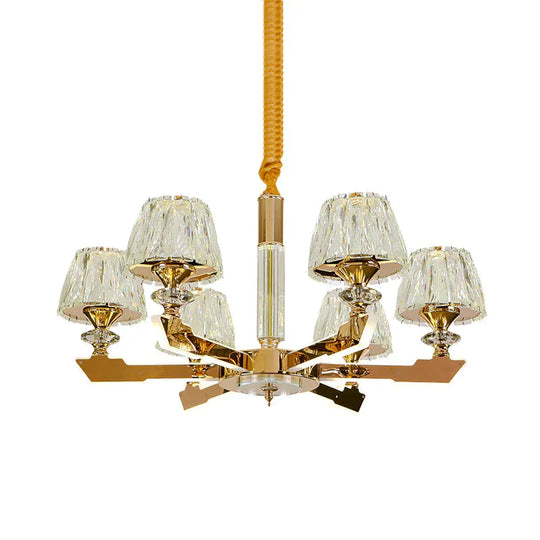 Gold Sputnik Hanging Ceiling Light Postmodern Crystal Block 6/8/12 Heads Living Room Pendant