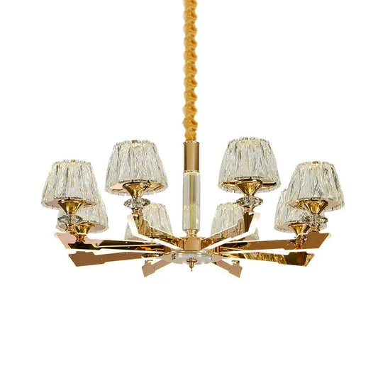 Gold Sputnik Hanging Ceiling Light Postmodern Crystal Block 6/8/12 Heads Living Room Pendant