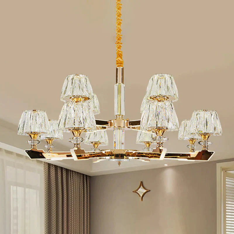 Gold Sputnik Hanging Ceiling Light Postmodern Crystal Block 6/8/12 Heads Living Room Pendant