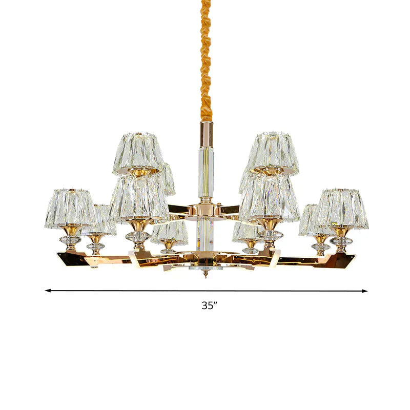 Gold Sputnik Hanging Ceiling Light Postmodern Crystal Block 6/8/12 Heads Living Room Pendant