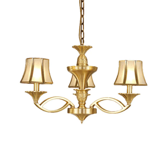 Gold Starburst Chandelier Lamp Colony Metal 3/6/8 Heads Pendant Ceiling Light With Flared Opal