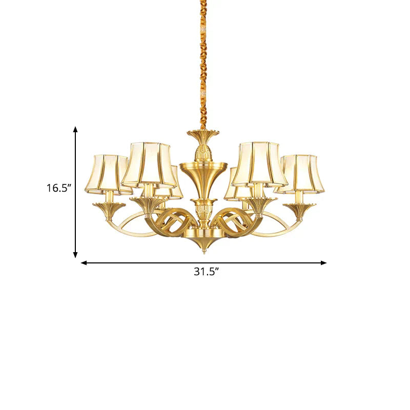 Gold Starburst Chandelier Lamp Colony Metal 3/6/8 Heads Pendant Ceiling Light With Flared Opal