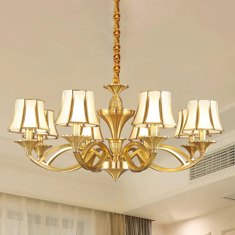 Gold Starburst Chandelier Lamp Colony Metal 3/6/8 Heads Pendant Ceiling Light With Flared Opal