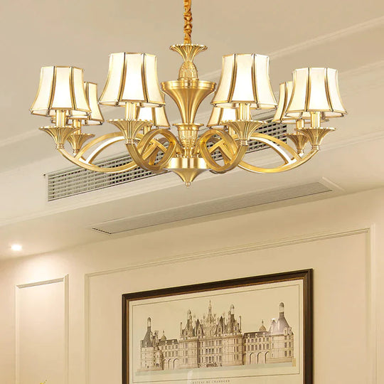 Gold Starburst Chandelier Lamp Colony Metal 3/6/8 Heads Pendant Ceiling Light With Flared Opal