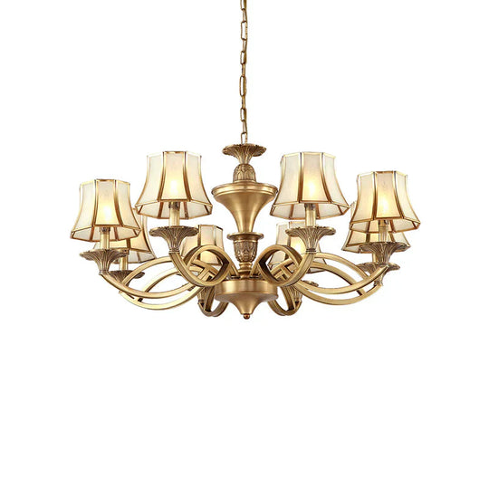 Gold Starburst Chandelier Lamp Colony Metal 3/6/8 Heads Pendant Ceiling Light With Flared Opal