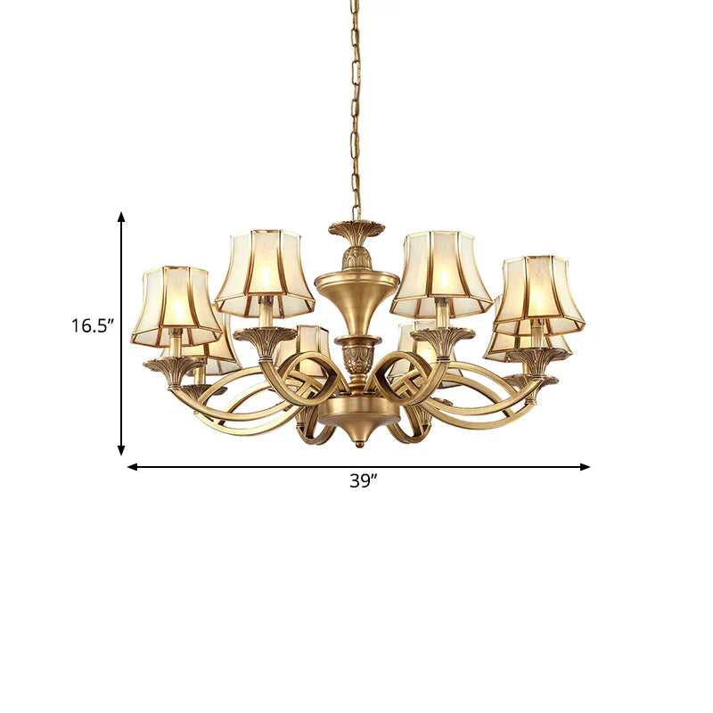 Gold Starburst Chandelier Lamp Colony Metal 3/6/8 Heads Pendant Ceiling Light With Flared Opal