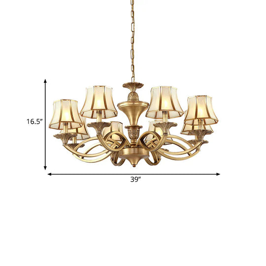 Gold Starburst Chandelier Lamp Colony Metal 3/6/8 Heads Pendant Ceiling Light With Flared Opal