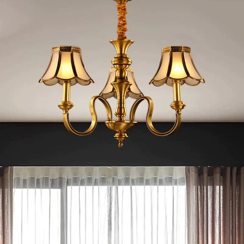 Gold Finish Radial Ceiling Suspension Lamp Colonialism Metal 3/5/6 Heads Living Room Pendant