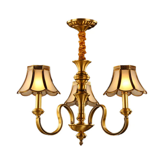 Gold Finish Radial Ceiling Suspension Lamp Colonialism Metal 3/5/6 Heads Living Room Pendant