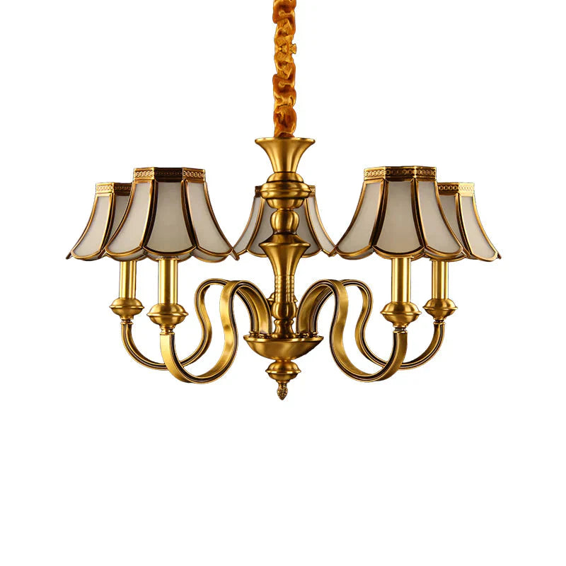 Gold Finish Radial Ceiling Suspension Lamp Colonialism Metal 3/5/6 Heads Living Room Pendant