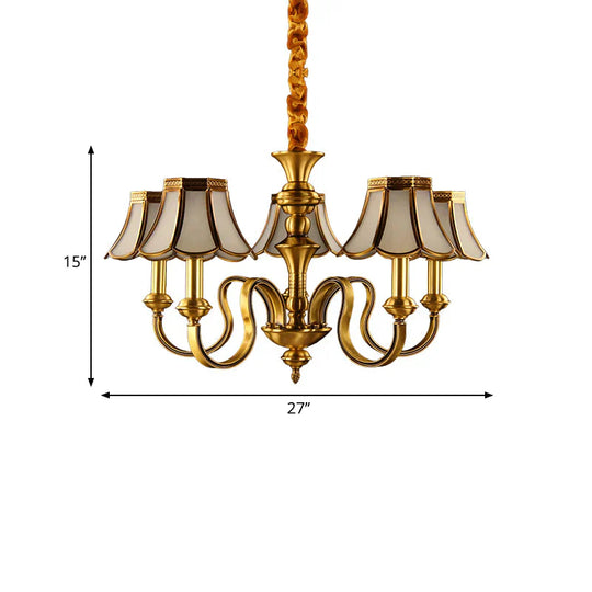 Gold Finish Radial Ceiling Suspension Lamp Colonialism Metal 3/5/6 Heads Living Room Pendant