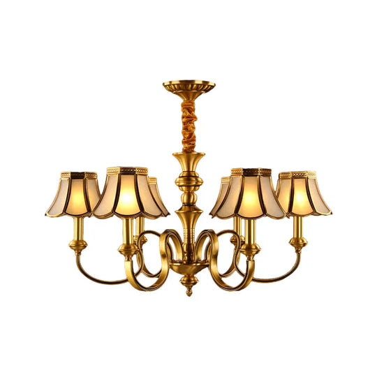Gold Finish Radial Ceiling Suspension Lamp Colonialism Metal 3/5/6 Heads Living Room Pendant