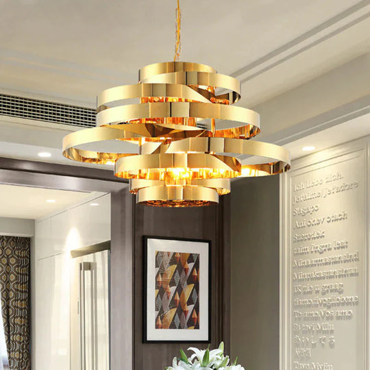 Circle Living Room Ceiling Chandelier Colonial Metal 6/8 Heads Gold Pendant Light 6 /
