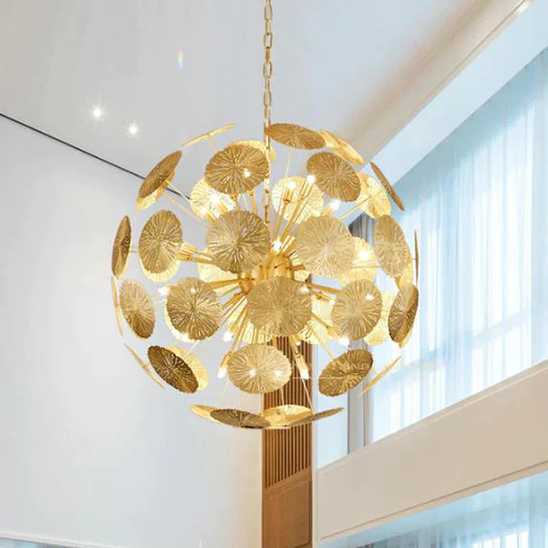 12/20 Bulbs Metal Chandelier Lamp Colonial Gold Spherical Living Room Hanging Ceiling Light 20 /