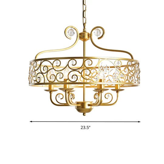Gold Candelabra Chandelier Light Fixture Postmodern Metal 6 Heads Dining Room Hanging Lamp