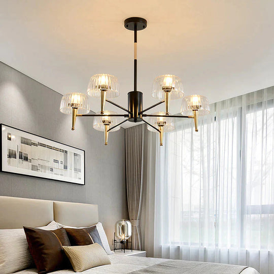Sputnik Clear Glass Suspension Pendant Light Simple Style 3/5/6 Lights Living Room Chandelier In