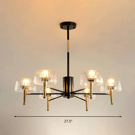 Sputnik Clear Glass Suspension Pendant Light Simple Style 3/5/6 Lights Living Room Chandelier In