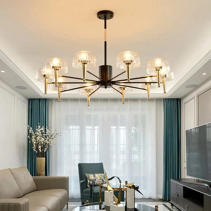 Sputnik Clear Glass Suspension Pendant Light Simple Style 3/5/6 Lights Living Room Chandelier In