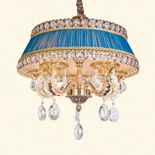 Candle Style Crystal Drop Ceiling Lamp Contemporary 5 Heads Living Room Chandelier Lighting In