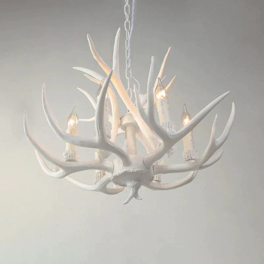 Resin White Chandelier Pendant Lighting Candelabra 4/6/8 Heads Rustic Hanging Ceiling Lamp 6 /