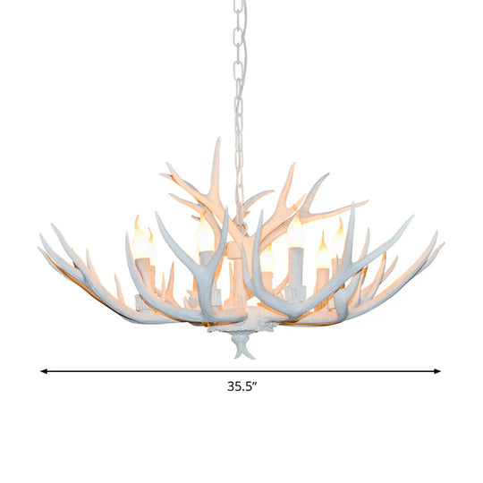 Resin White Chandelier Pendant Lighting Candelabra 4/6/8 Heads Rustic Hanging Ceiling Lamp