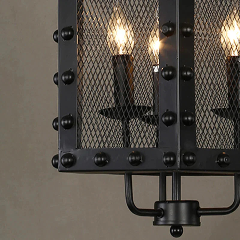 Metal Candle Chandelier Lighting Retro 3 Lights Restaurant Pendant Lamp Fixture In Black