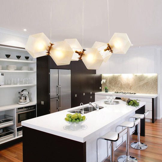 Postmodern Geometric Frosted Glass 6/8/10 Head Gold Hanging Chandelier For A Stylish Lighting