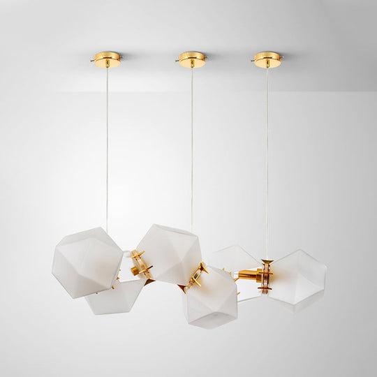 Postmodern Geometric Frosted Glass 6/8/10 Head Gold Hanging Chandelier For A Stylish Lighting