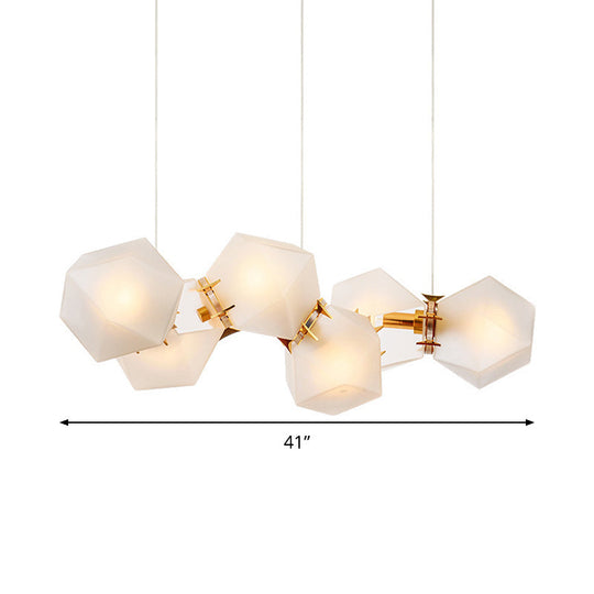 Postmodern Geometric Frosted Glass 6/8/10 Head Gold Hanging Chandelier For A Stylish Lighting