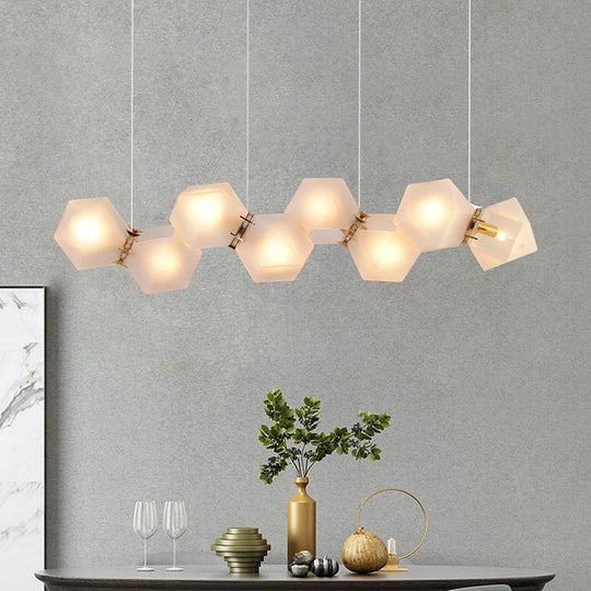 Postmodern Geometric Frosted Glass 6/8/10 Head Gold Hanging Chandelier For A Stylish Lighting