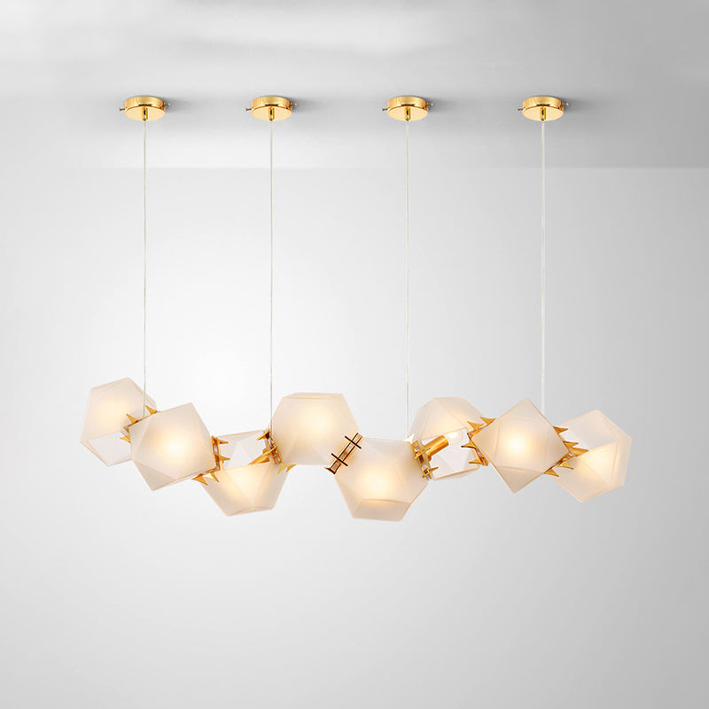 Postmodern Geometric Frosted Glass 6/8/10 Head Gold Hanging Chandelier For A Stylish Lighting