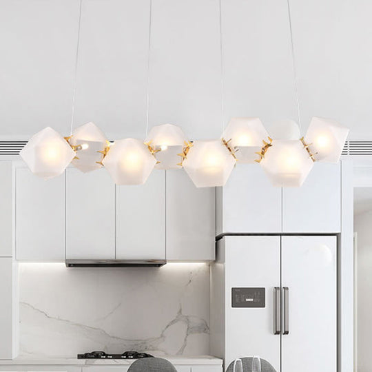 Postmodern Geometric Frosted Glass 6/8/10 Head Gold Hanging Chandelier For A Stylish Lighting