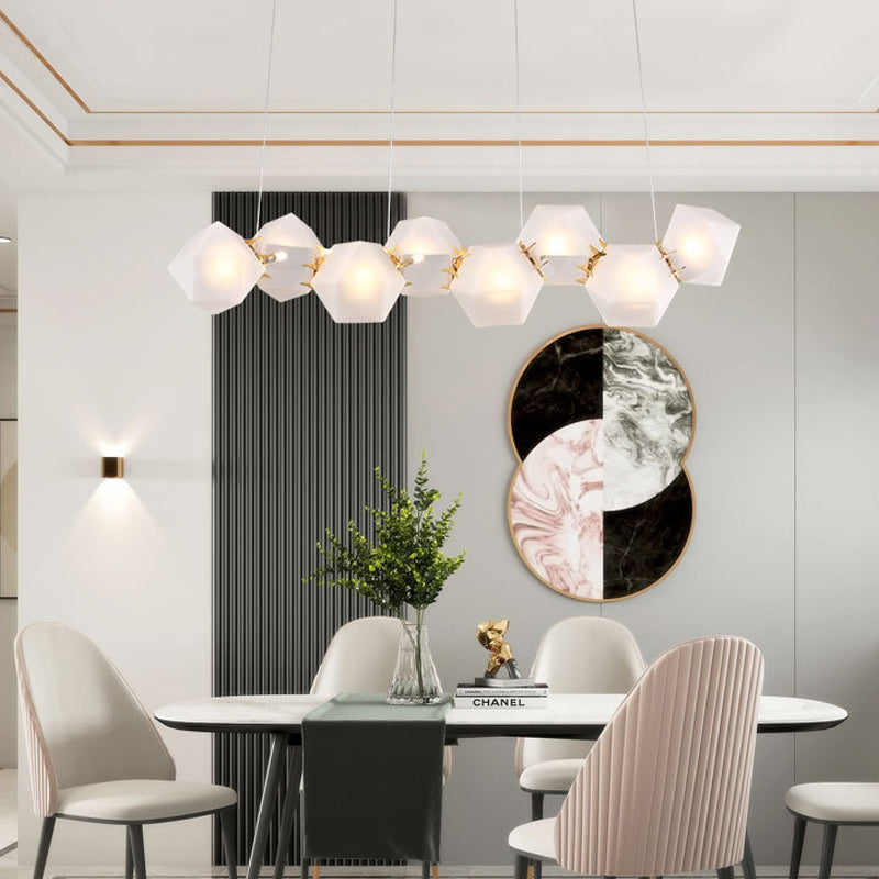 Postmodern Geometric Frosted Glass 6/8/10 Head Gold Hanging Chandelier For A Stylish Lighting